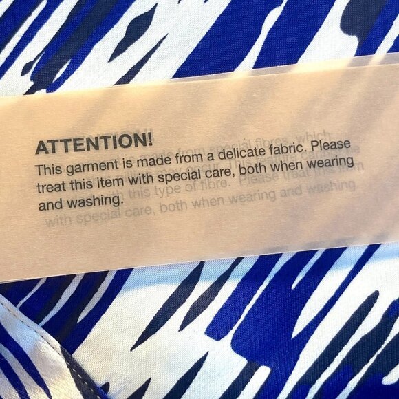 Selected Femme NWT SZ2 Silky Satin Blue Geometric Stripe Skirt Modern Career - Picture 8 of 10